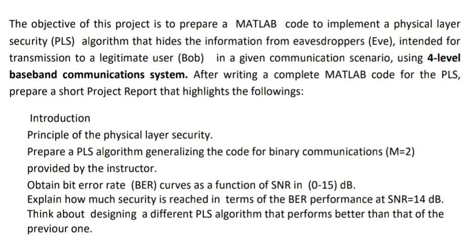 The objective of this project is to prepare a MATLAB | Chegg.com