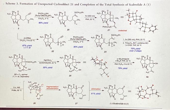Scheme 3. Formation of Unexpected Cycloadduct 21 and | Chegg.com