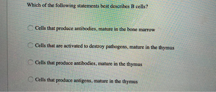 Solved Which Of The Following Statements Best Describes B | Chegg.com