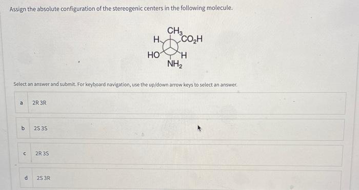 Solved Assign the absolute configuration of the stereogenic | Chegg.com