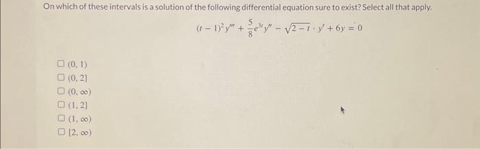 Solved On which of these intervals is a solution of the | Chegg.com