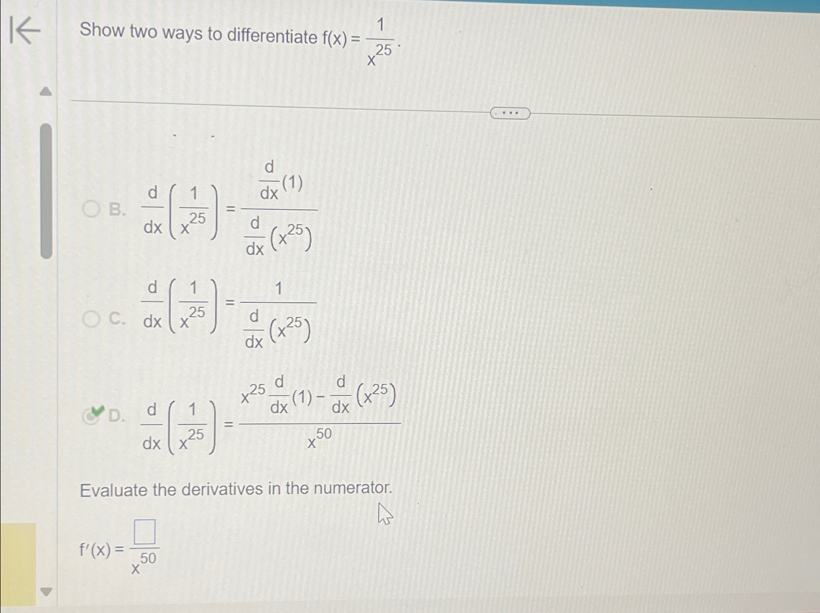Solved Show two ways to differentiate | Chegg.com