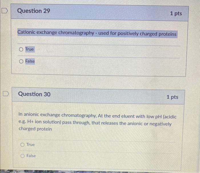 Solved Cationic exchange chromatography - used for | Chegg.com