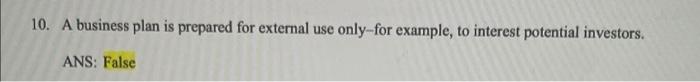 question 2 of 10 a business plan is useful to