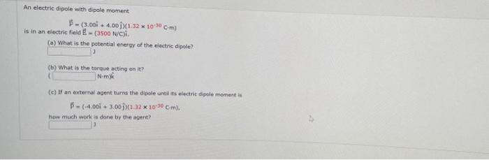 Solved An electric dipole with dipole moment is in an | Chegg.com