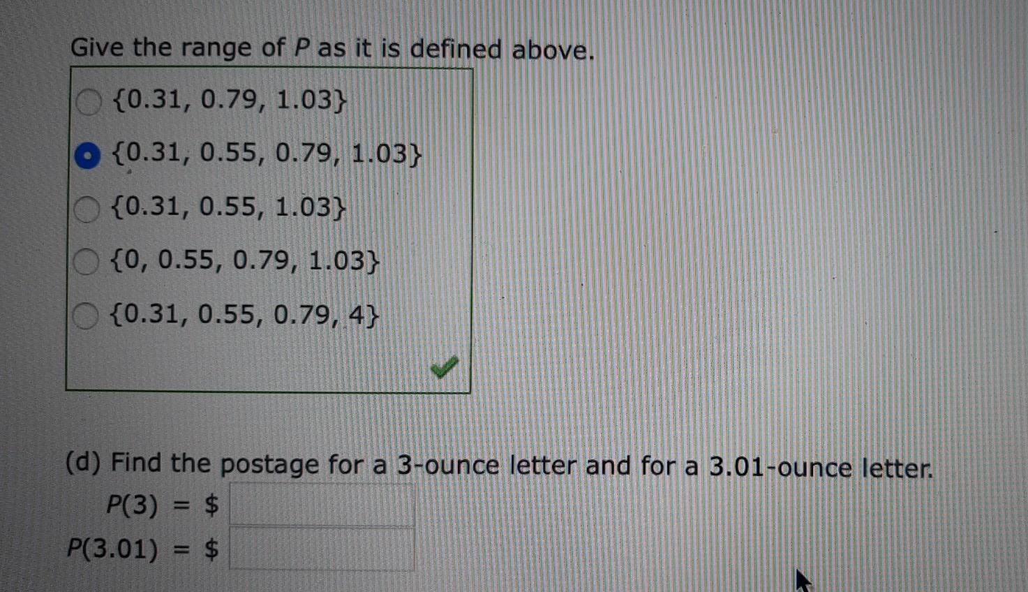 Solved The postage charged for first-class mail is a | Chegg.com