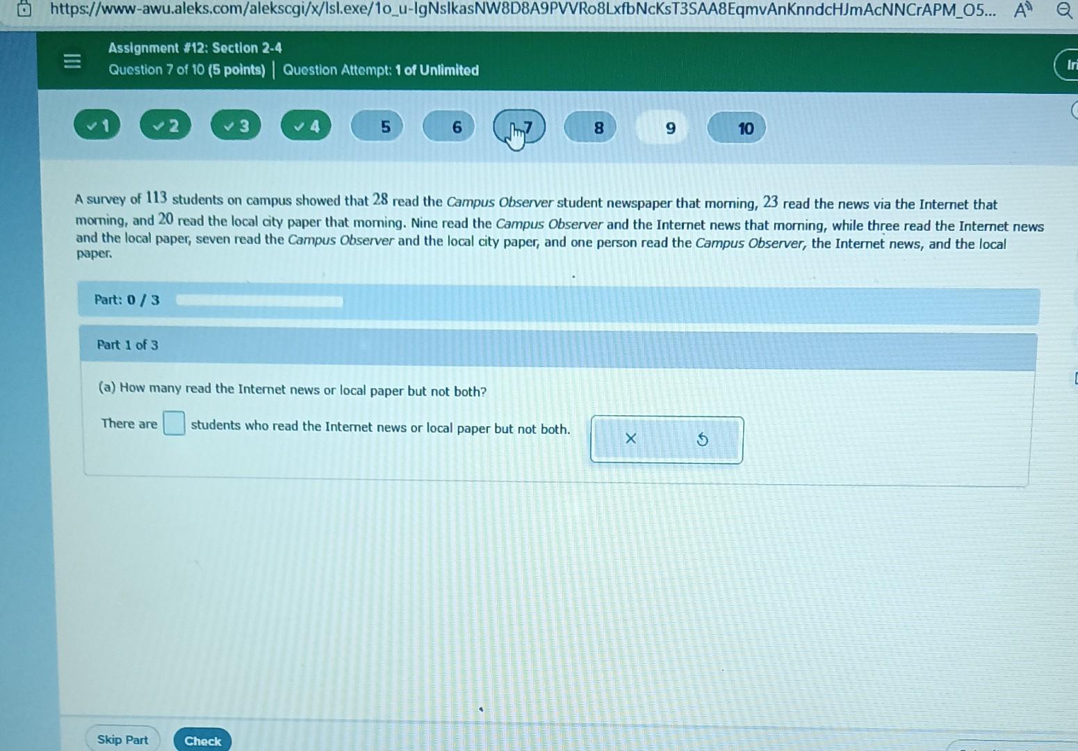 Solved A survey of 113 students on campus showed that 28 | Chegg.com