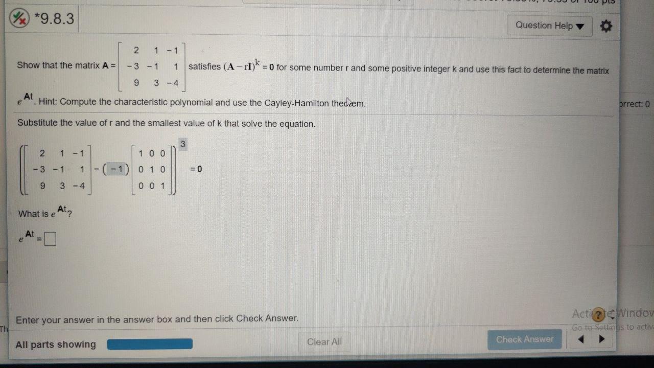 Solved W *9.8.3 Question Help 2 1 - 1 Show that the matrix A | Chegg.com