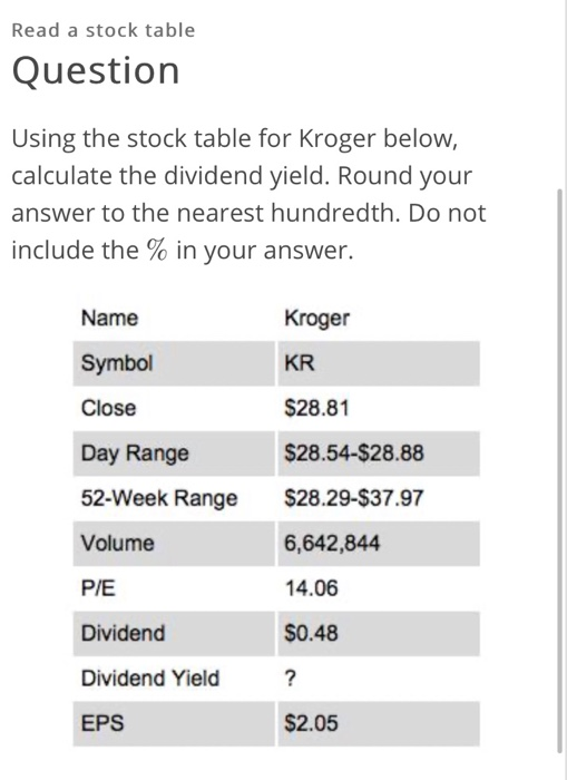 Solved Read a stock table Question Using the stock table for