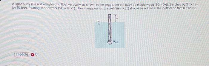 Solved A spar buoy is a rod weighted to float vertically, as | Chegg.com