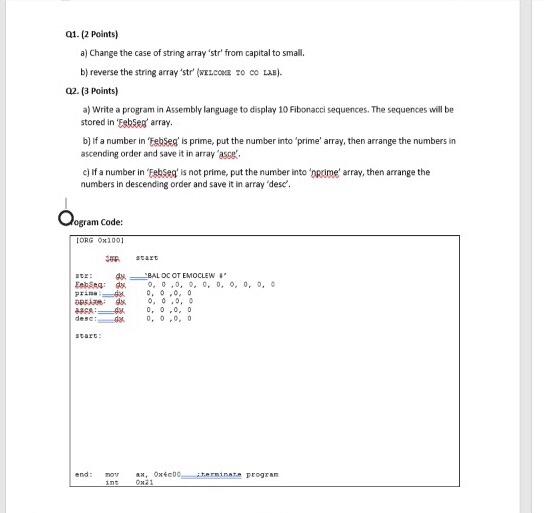 Solved write an assembly language code.this code should be | Chegg.com image.
