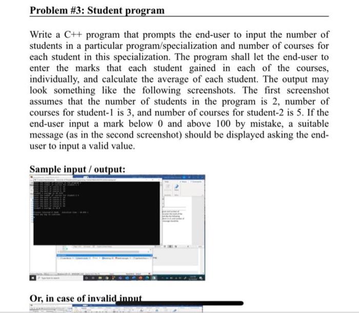 Solved Problem #3: Student program Write a C++ program that | Chegg.com