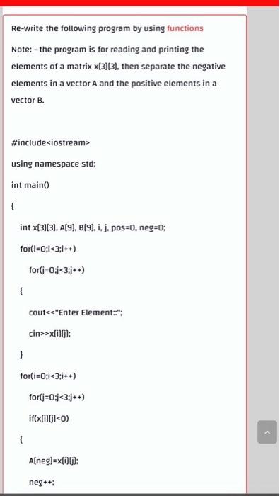 Re-write the following program by using functions | Chegg.com