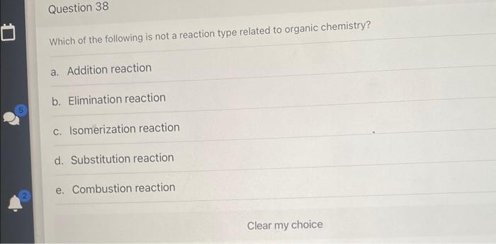 Solved Which of the following is not a reaction type related | Chegg.com