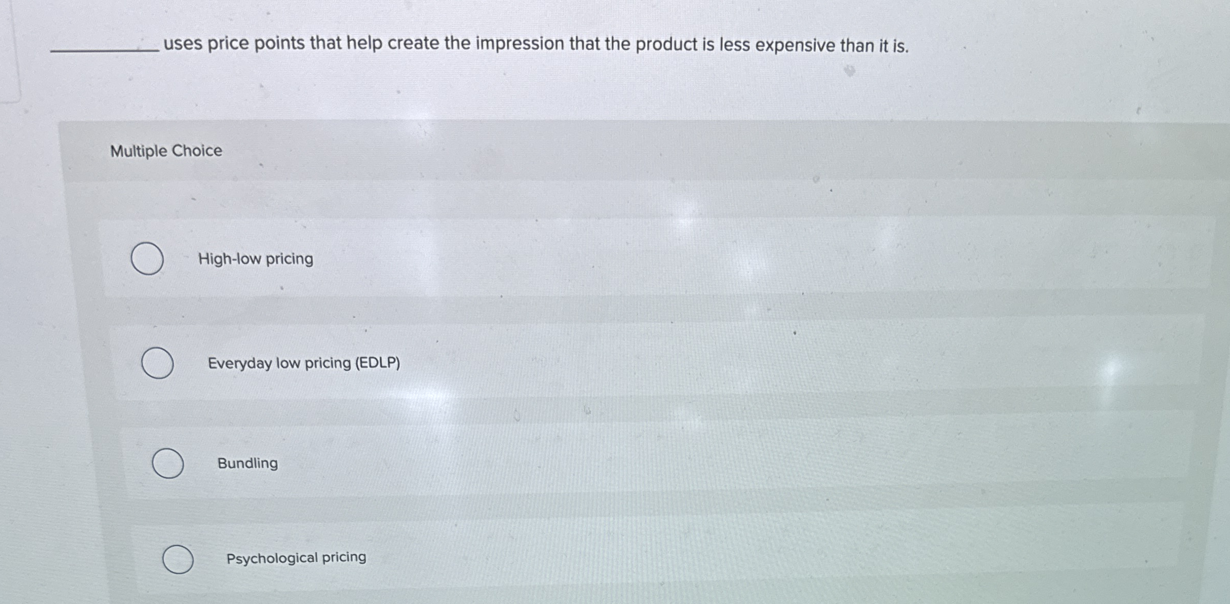 Solved uses price points that help create the impression | Chegg.com