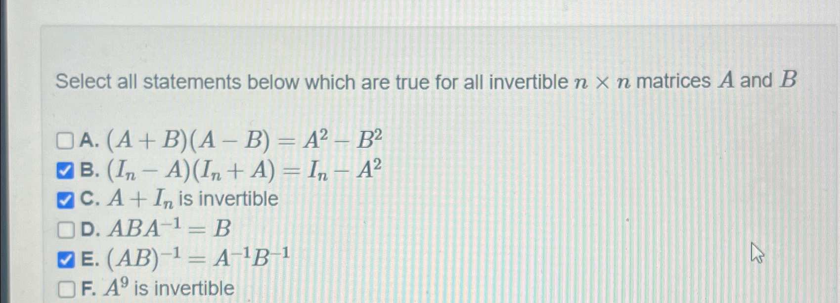 Solved Select All Statements Below Which Are True For All | Chegg.com