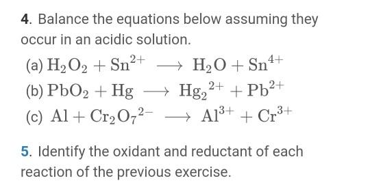 Solved 4. Balance the equations below assuming they occur in | Chegg.com