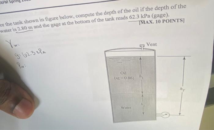 Solved AFM or the tank shown in figure below, compute the | Chegg.com