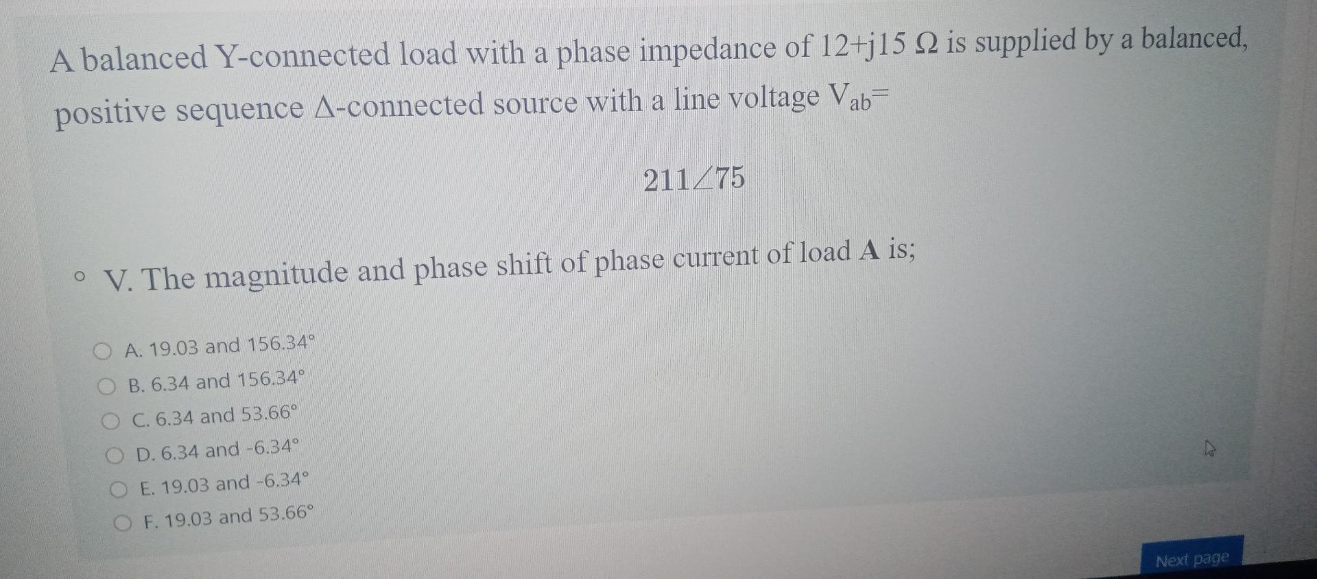 Solved A balanced Y-connected load with a phase impedance of | Chegg.com