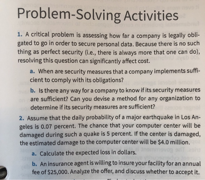 Solved Problem Solving Activities 1. A critical problem is | Chegg.com