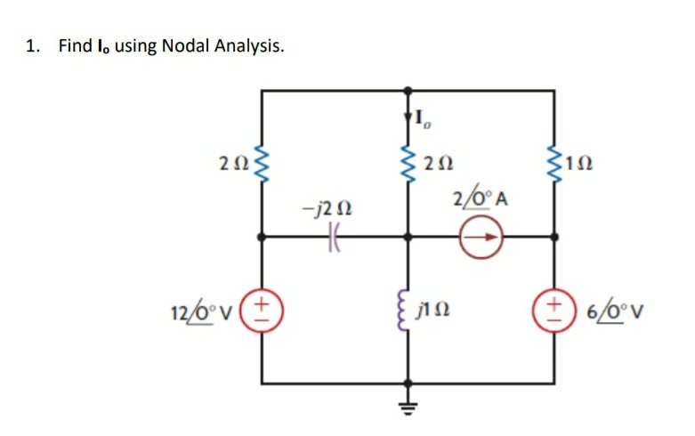 Solved Find Lo Using Nodal Analysis. 2Ω: ξ 1Ω 2Ω 2/6°Α -j2 Ω | Chegg.com