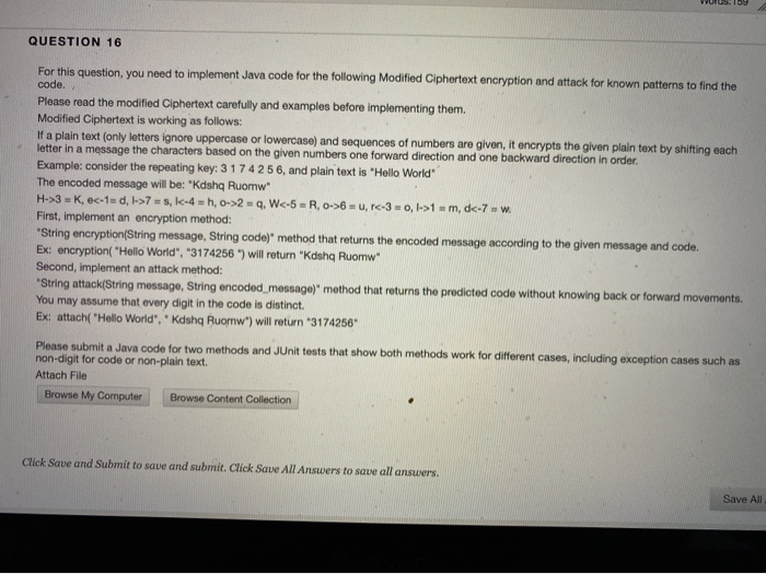 Solved QUESTION 16 For this question, you need to implement | Chegg.com