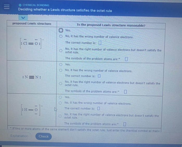 Number Structue Solved CHEMICAL BONDING Deciding whether a Lewis structure | Chegg.com