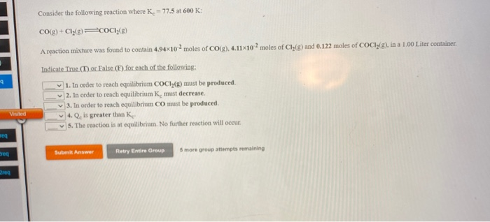 Solved Consider The Following Reaction Where K= 77.5 At 600 | Chegg.com