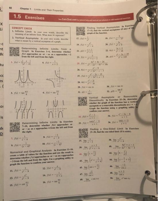 Solved 92 Chapter 1 Limits and Their Properties 1.5 | Chegg.com