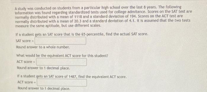 Solved A study was conducted on students from a particular | Chegg.com