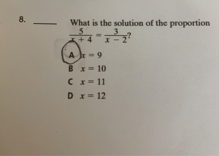 Solved What Is The Solution Of The Proportion 4 X 2 Chegg Com   Image 