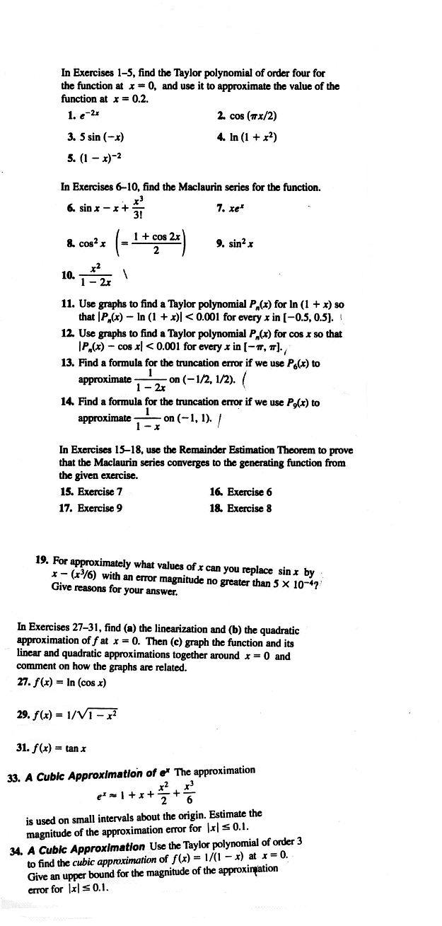 In Exercises 1 5 Find The Taylor Polynomial Of Chegg Com