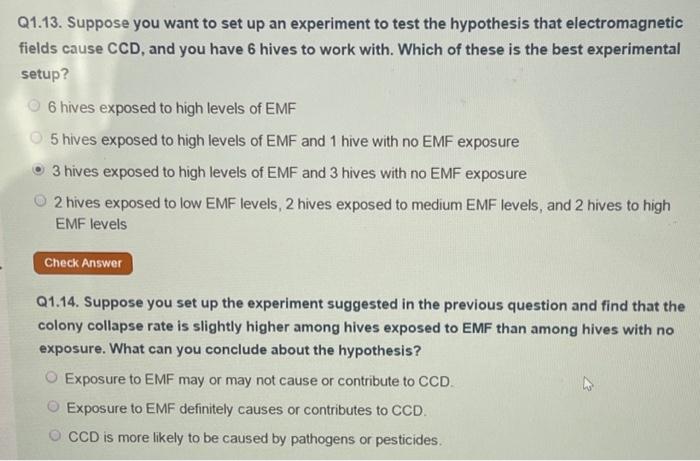 Solved Q1.13. Suppose you want to set up an experiment to | Chegg.com