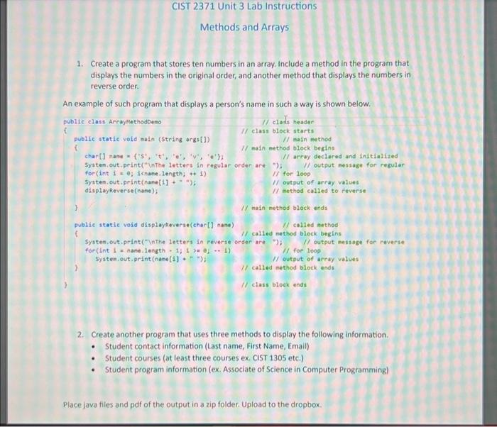 Solved 1. Create a program that stores ten numbers in an | Chegg.com