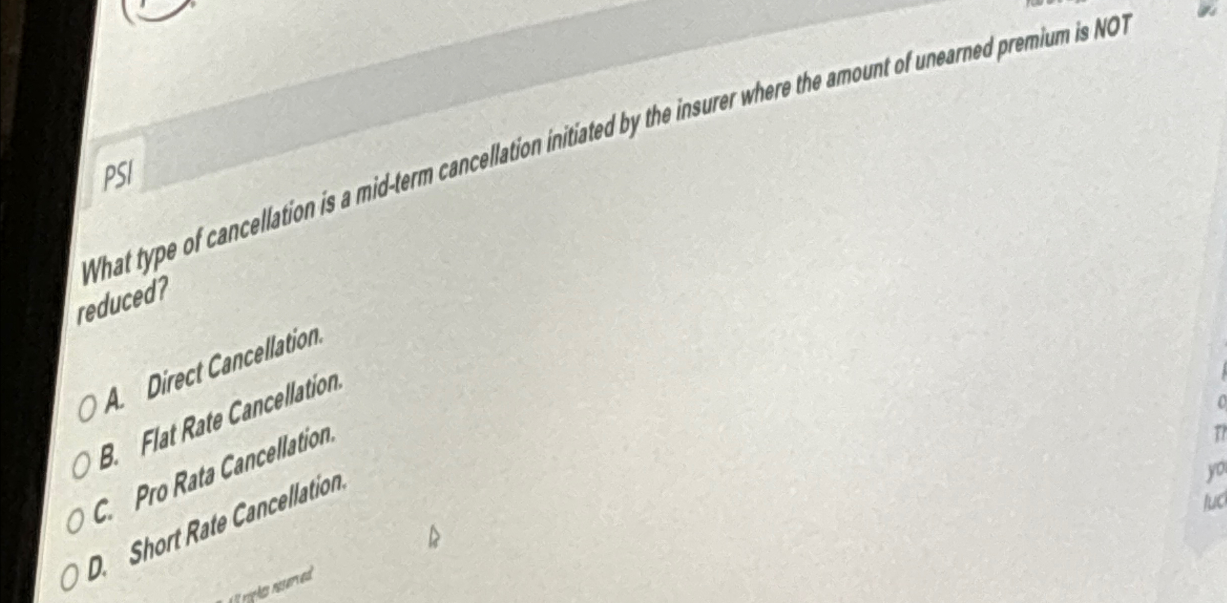 Solved pSIWhat type of cancellation is a middermic