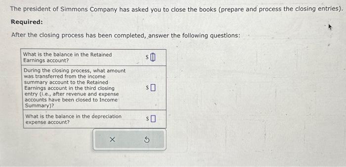 Solved Simmons Company Had The Following Adjusted Trial | Chegg.com