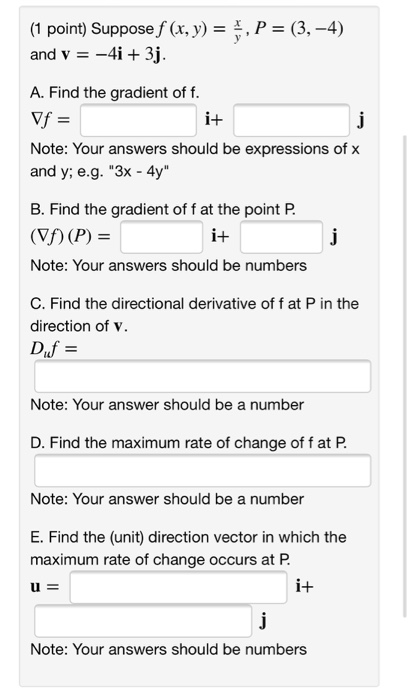 Solved 1 Point Suppose F X Y And V 4i 3j P