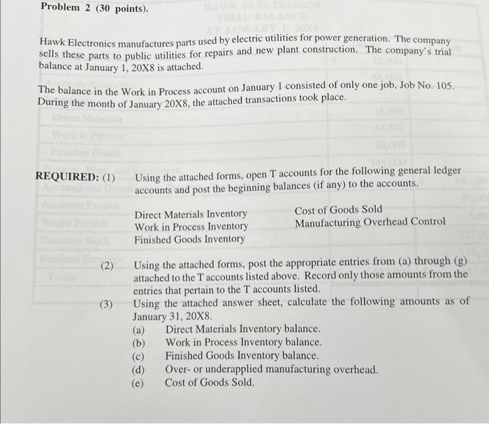 Solved HAWK ELECTRONICS LIST OF TRANSACTIONS FOR MONTH OF