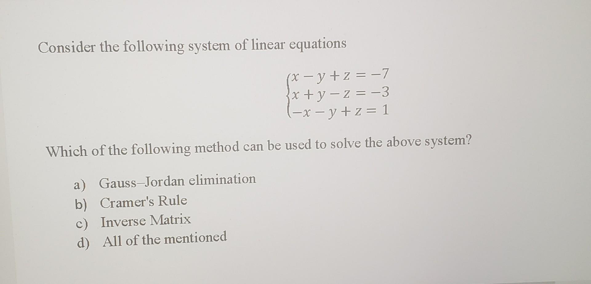 Solved Consider the following system of linear equations (x | Chegg.com