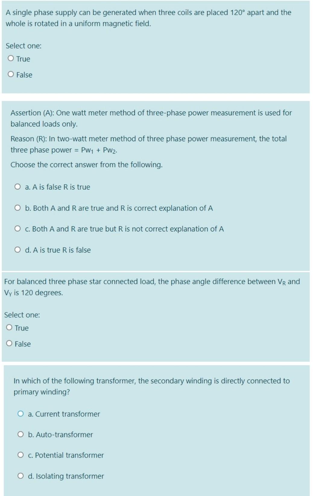 Solved A single phase supply can be generated when three | Chegg.com