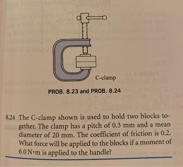 Solved C C-clamp PROB. 8.23 and PROB. 8.24 8.24 The C-clamp | Chegg.com