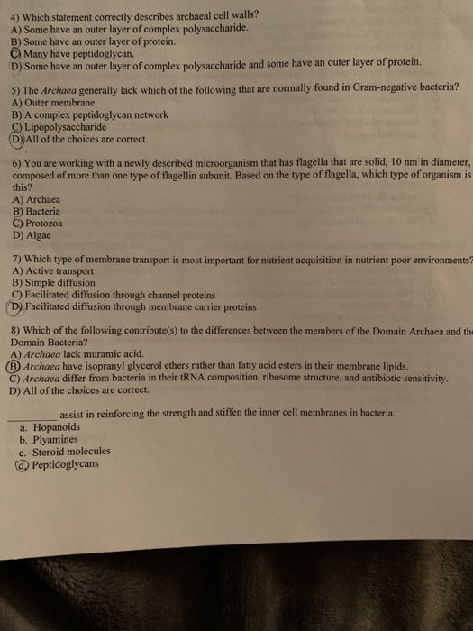 Solved 4) Which statement correctly describes archaeal cell