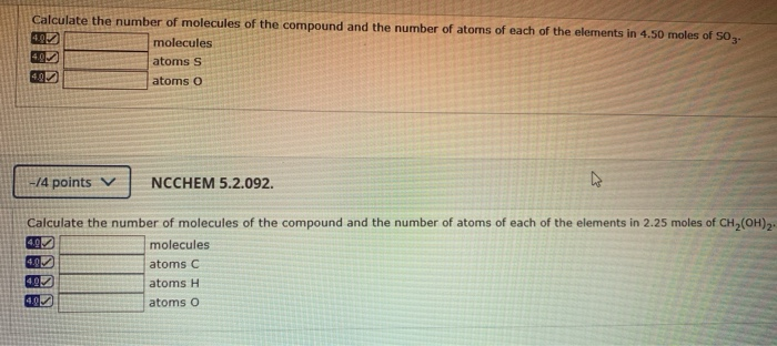 how to find the number of atoms in a compound given moles