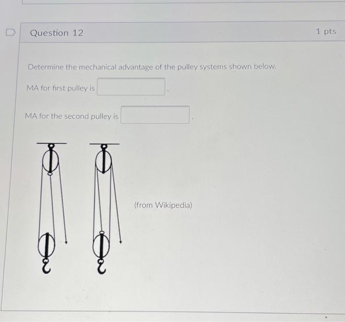 Question 12 1 pts Determine the mechanical advantage | Chegg.com