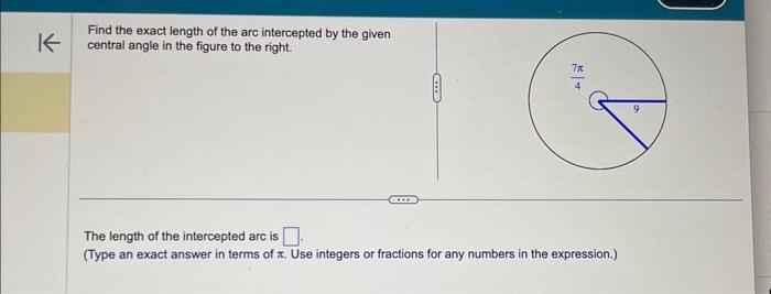 how to find length of arc intercepted by central angle
