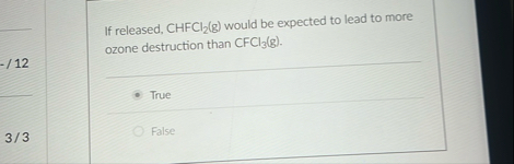 Solved If released, CHFCl2(g) ﻿would be expected to lead to | Chegg.com