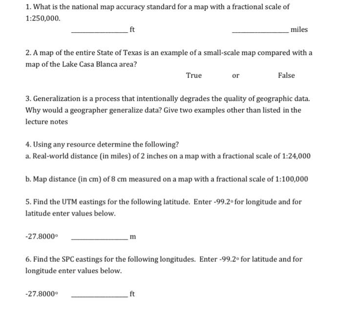 Solved 1 What Is The National Map Accuracy Standard For A Chegg Com   Image