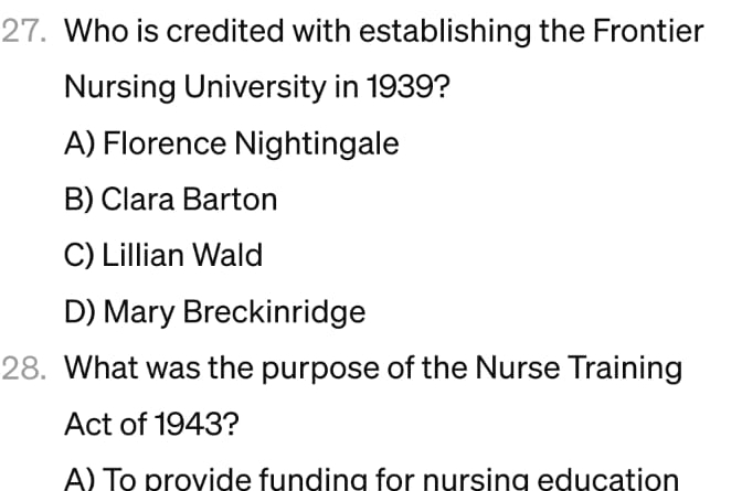 Solved nursing: Who is credited with establishing the | Chegg.com