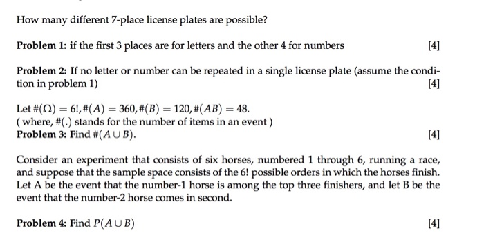 Solved How many different 7-place license plates are | Chegg.com