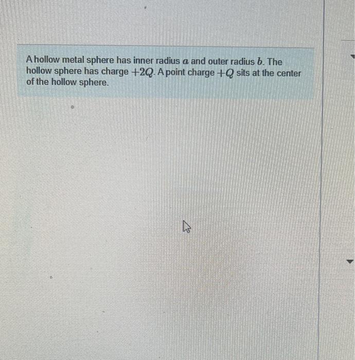[Solved] A hollow metal sphere has inner radius a and oute